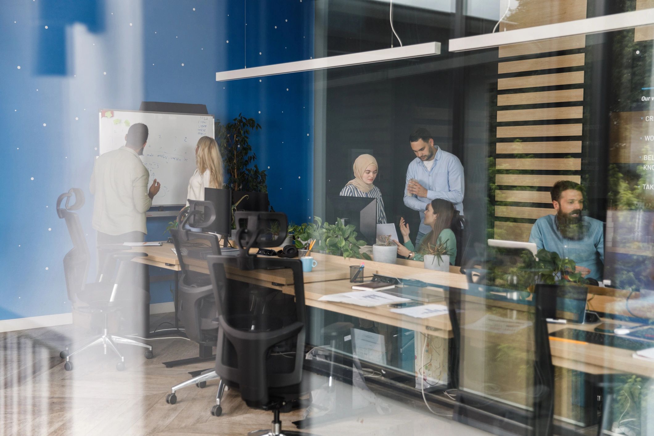 Teams collaborating in a modern office