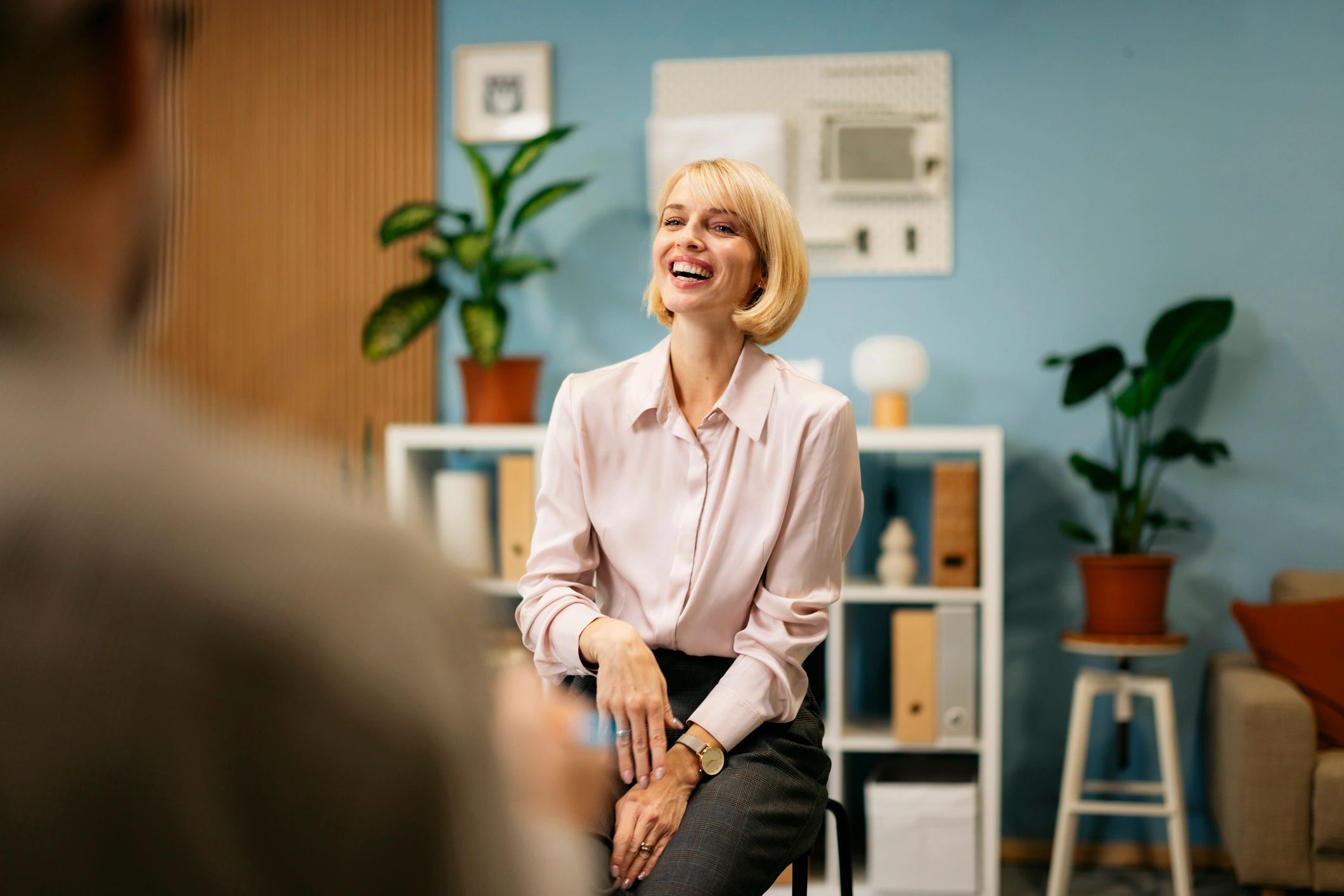 Coach listening attentively during a conversation
